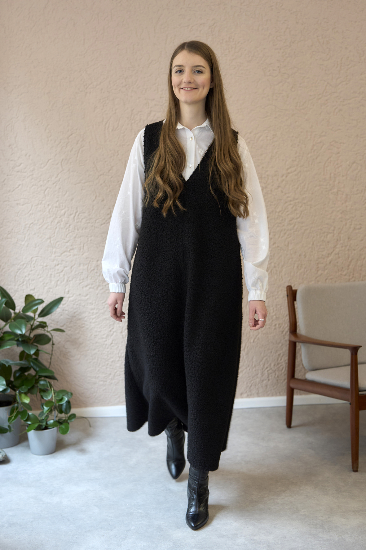 Kleid Charlotte aus Bouclé, Bluse Marlene